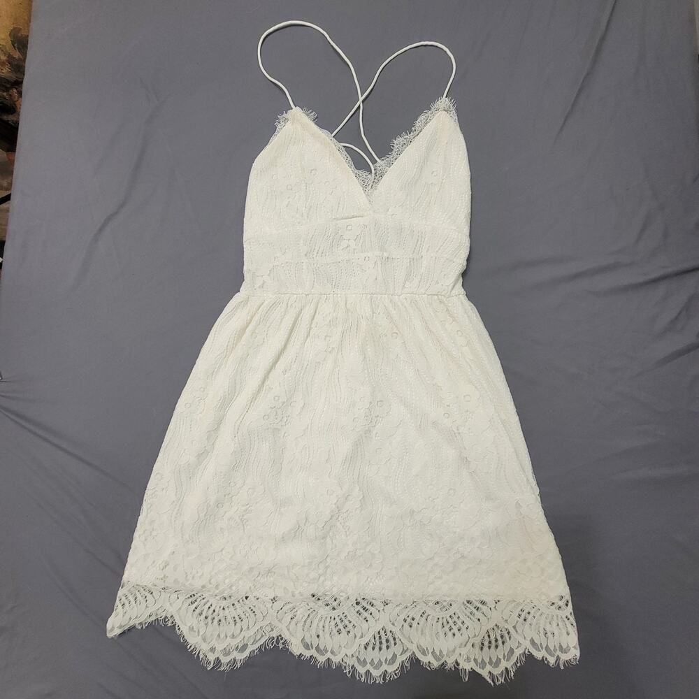 White Lace Backless Mini Sundress Boho Coquette Cottagecore Festival